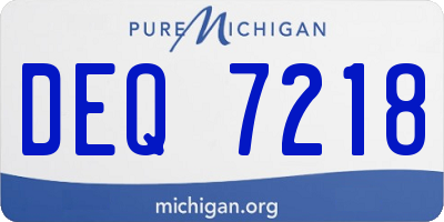 MI license plate DEQ7218