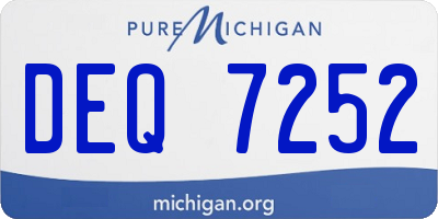MI license plate DEQ7252