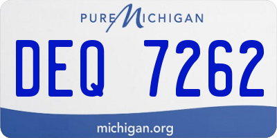 MI license plate DEQ7262