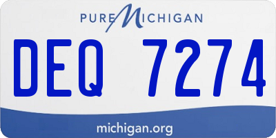 MI license plate DEQ7274