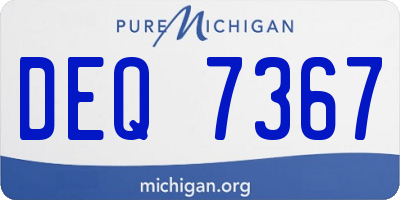 MI license plate DEQ7367