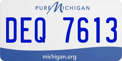 MI license plate DEQ7613