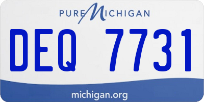 MI license plate DEQ7731