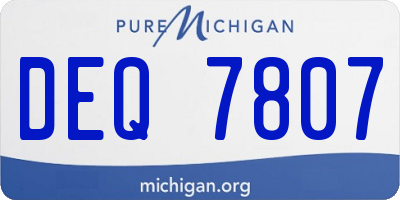 MI license plate DEQ7807