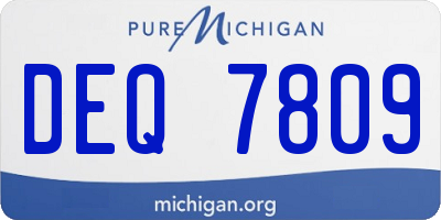 MI license plate DEQ7809