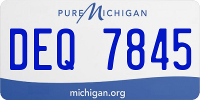 MI license plate DEQ7845