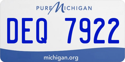 MI license plate DEQ7922