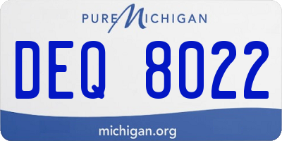 MI license plate DEQ8022