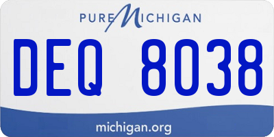 MI license plate DEQ8038