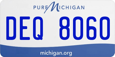 MI license plate DEQ8060