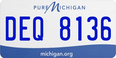 MI license plate DEQ8136