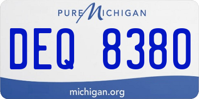 MI license plate DEQ8380