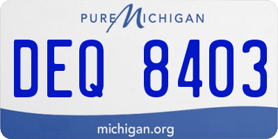 MI license plate DEQ8403