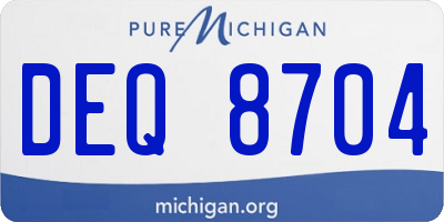 MI license plate DEQ8704