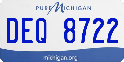 MI license plate DEQ8722
