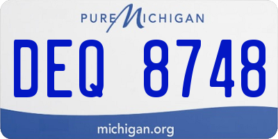 MI license plate DEQ8748