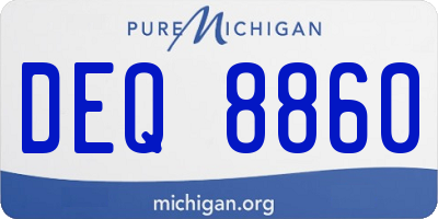MI license plate DEQ8860