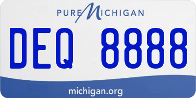 MI license plate DEQ8888