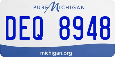 MI license plate DEQ8948