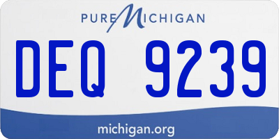 MI license plate DEQ9239