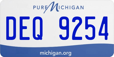MI license plate DEQ9254