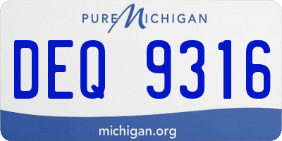 MI license plate DEQ9316