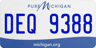 MI license plate DEQ9388