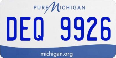 MI license plate DEQ9926