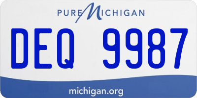 MI license plate DEQ9987