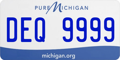 MI license plate DEQ9999