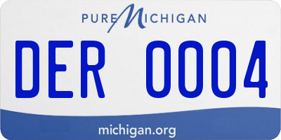 MI license plate DER0004