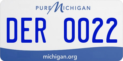 MI license plate DER0022