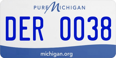 MI license plate DER0038