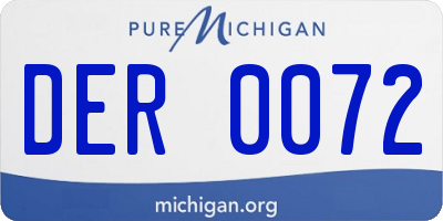 MI license plate DER0072
