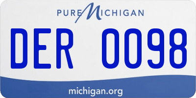 MI license plate DER0098