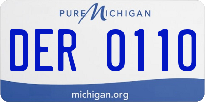 MI license plate DER0110