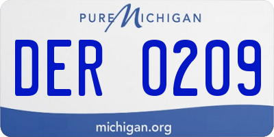 MI license plate DER0209