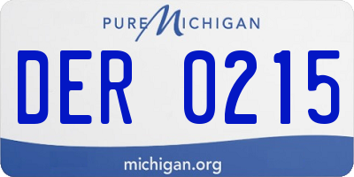 MI license plate DER0215