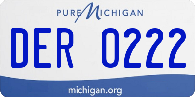 MI license plate DER0222