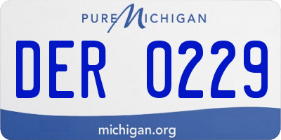 MI license plate DER0229