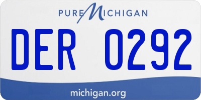 MI license plate DER0292