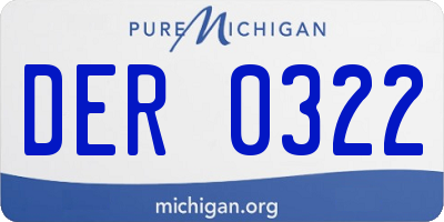 MI license plate DER0322