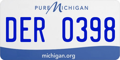 MI license plate DER0398