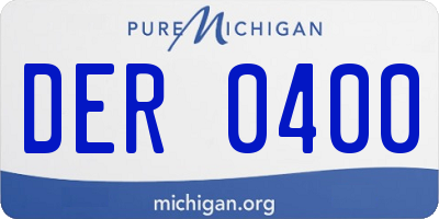 MI license plate DER0400