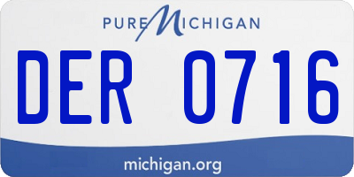 MI license plate DER0716