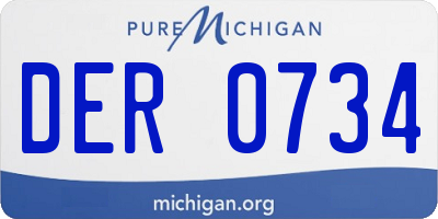 MI license plate DER0734