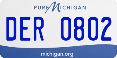MI license plate DER0802