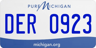 MI license plate DER0923