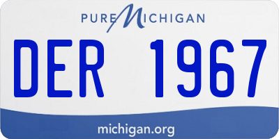 MI license plate DER1967