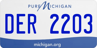 MI license plate DER2203